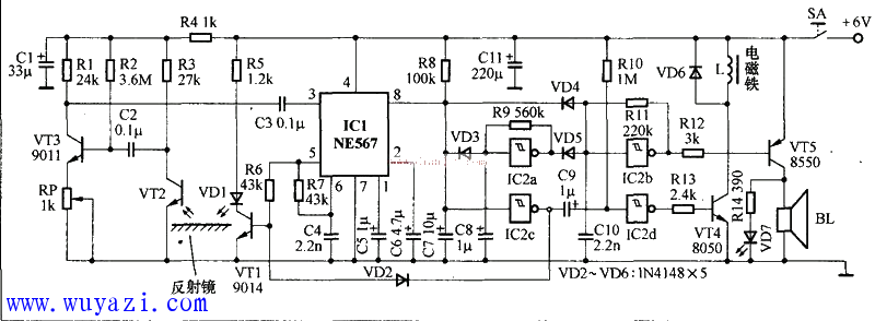 基於NE567晶元設計紅外線捕鼠電路