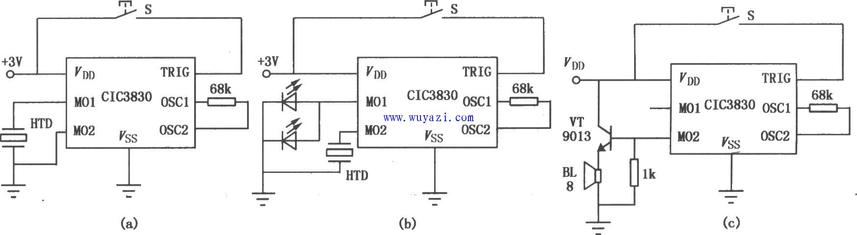 CIC38系列音樂集成電路應用電路