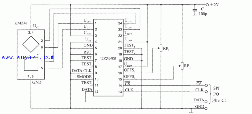 數字輸出式角度感測器信號調理器應用電路圖
