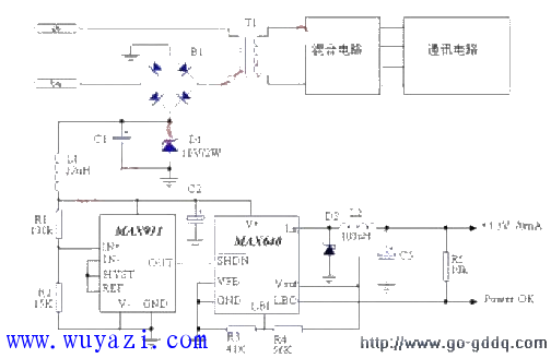利用MAX931電壓監視晶元構成軟啟動電路示意圖