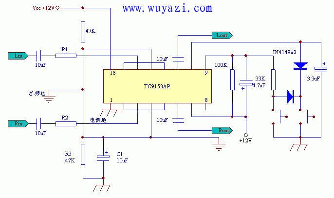TC9153AP音量控制電路的DIY