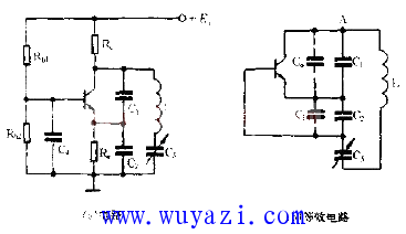 採用電容、電阻設計電容三點式振蕩電路