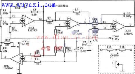 2.34kHz正弦波振蕩器電路圖簡介