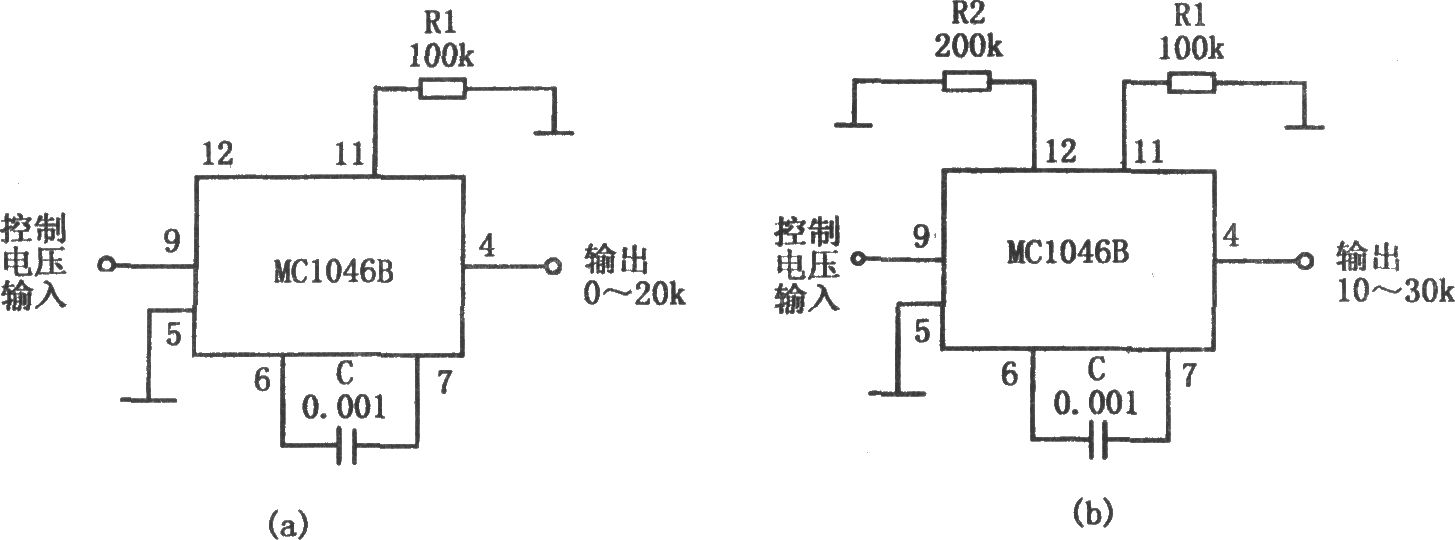 MC1046B構成的壓控正弦波振蕩器電路圖