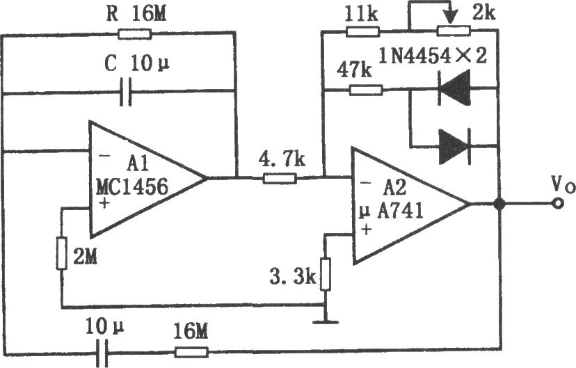 低頻文氏電橋正弦波振蕩器(MC1456、μA741)