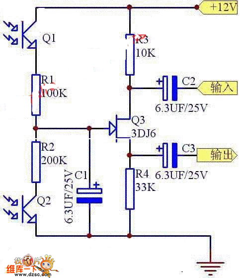 光控電子電位器的電路圖
