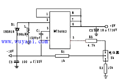 利用MC34063設計的液晶顯示器負電源電路