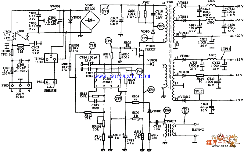 PARCO LFVDX-1448型顯示器控制電路原理圖