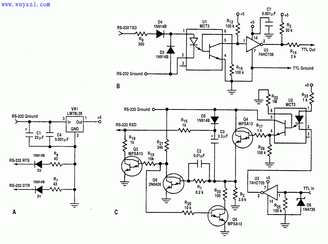 RS-232計算機供電電路