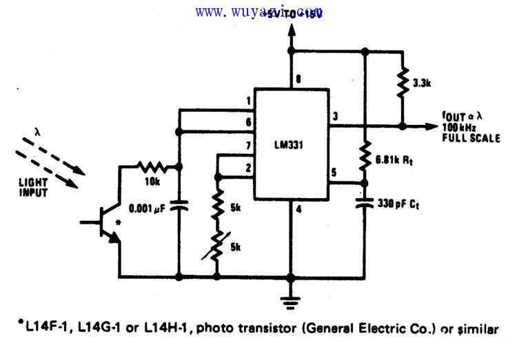光強度-頻率轉換器電路圖