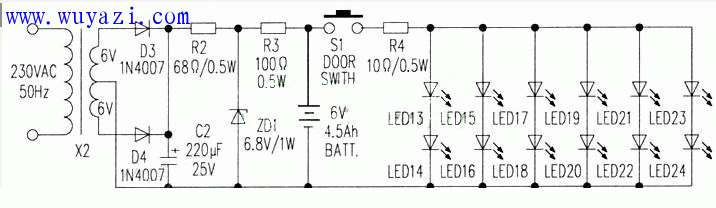 電冰箱燈改為LED方式電路圖