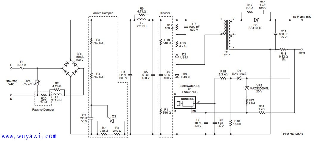 LinkSwitch-PL系列LED驅動器電路