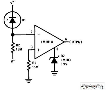 閾值檢測器的光電二極體電路圖