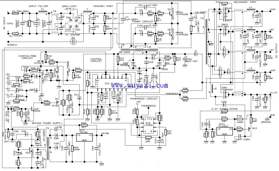 典型的ATX電源設計電路圖