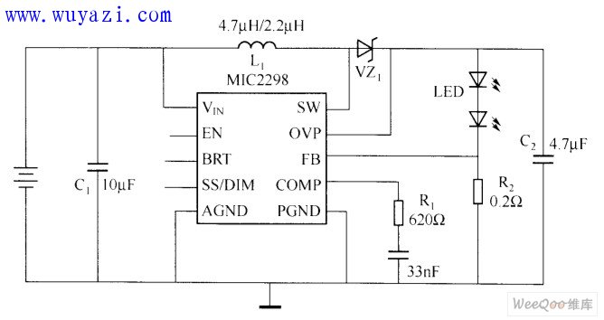 MIC2298驅動LED電路圖