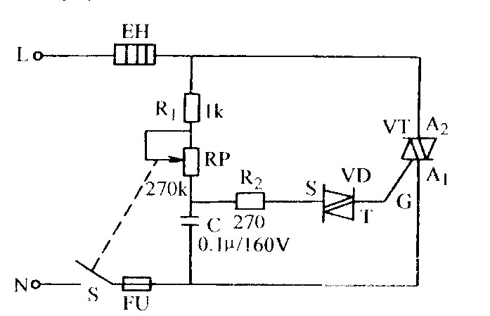 雙向晶閘管無級調壓電路