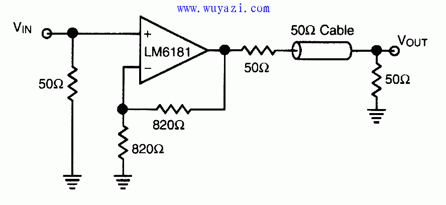 電流反饋放大器可在100MHz提供100mA的電流電路圖