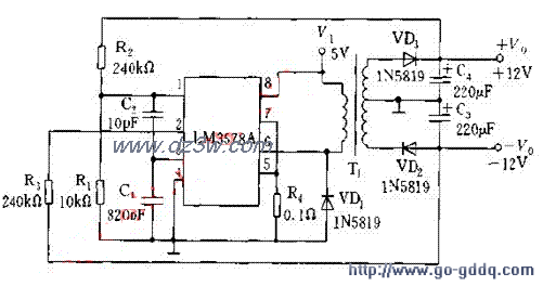 用LMA3578A做RS232線路電壓驅動器電源電路