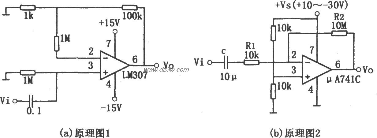 簡單的音頻放大電路(LM307、μA741)
