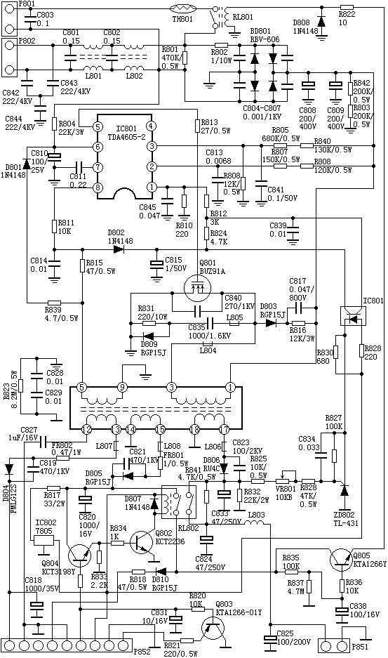 TDA4605-2開關電源電路及工作原理