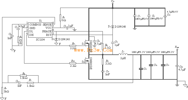 採用SC1104的12V轉3.3V/15A輸出開關電源電路圖
