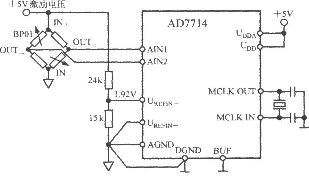 採用AD7714構成壓力測量系統電路