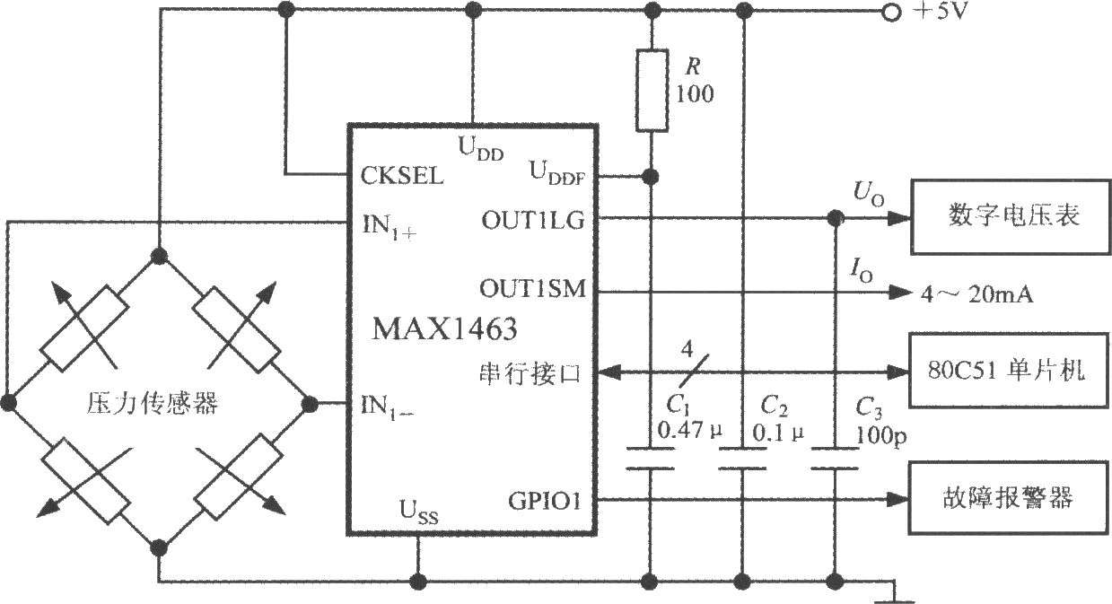 MAX1463構成的高精度壓力檢測電路