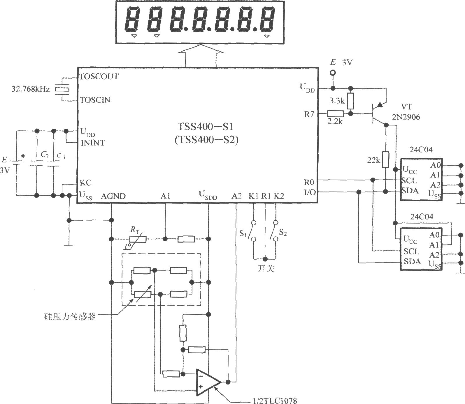 可編程感測器信號處理器TSS400的應用電路圖