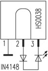 HS0038組成的最簡單的紅外線檢測電路