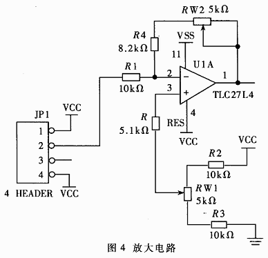 TLC27L4在信號調理電路中的放大電路圖