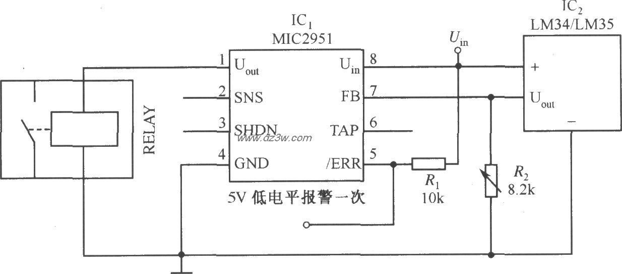 MIC2951構成的過熱保護系統電路