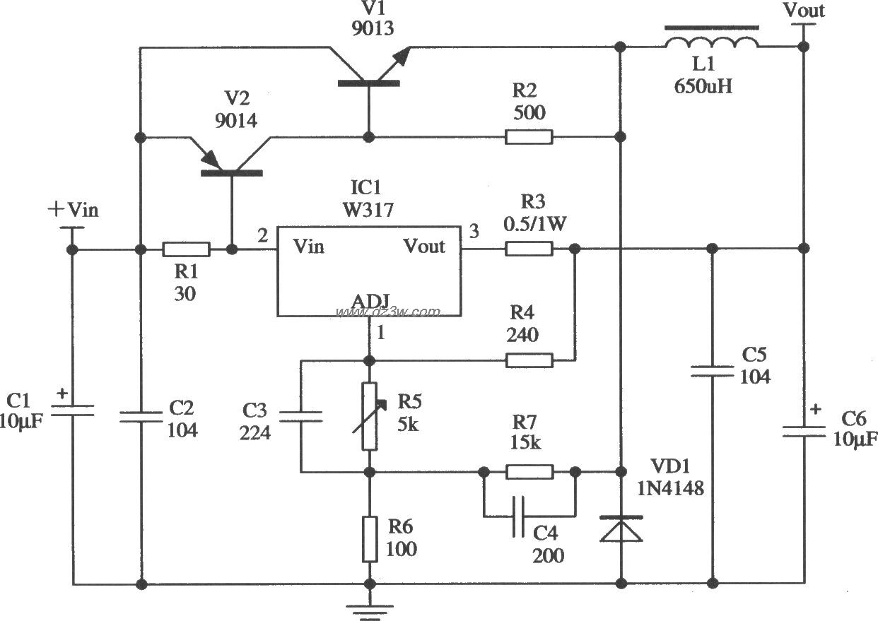 由Wll7／W217／W317構成的構成開關式穩壓電源的應用電路