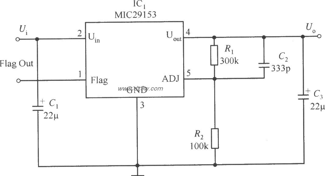 MIC29153構成的最簡單的慢啟動穩壓器電路