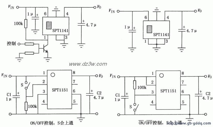 用SPT1141和SPT1151組成的多功能開關控制器電路