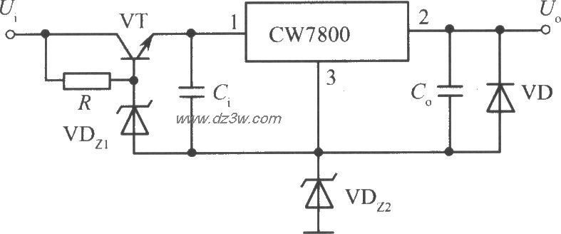 CW7800構成的高輸入-高輸出集成穩壓電源電路（1）