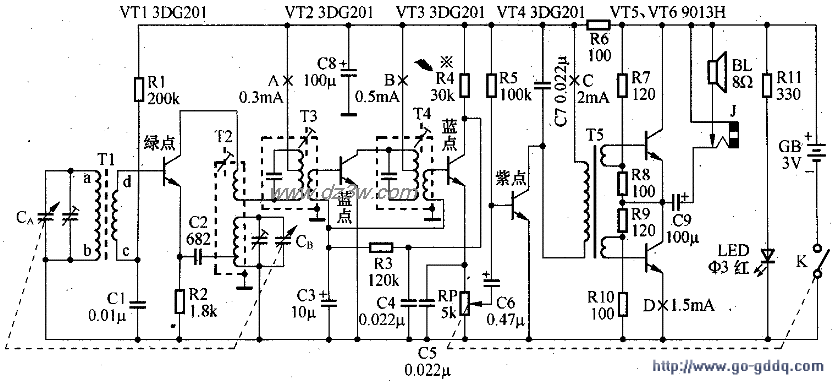 中夏牌S66D六管超外差式收音機電路圖
