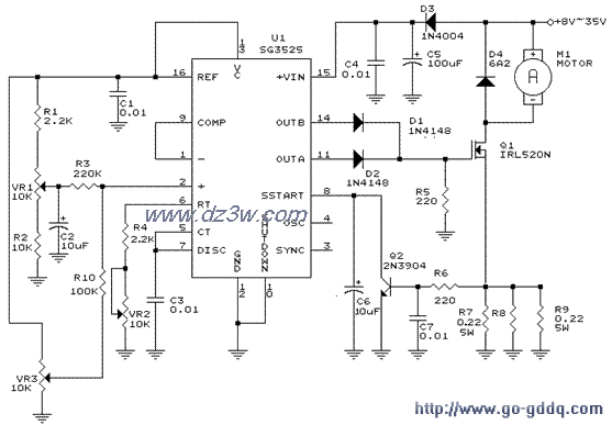 用GS3525的脈寬控制直流電機驅動器電路