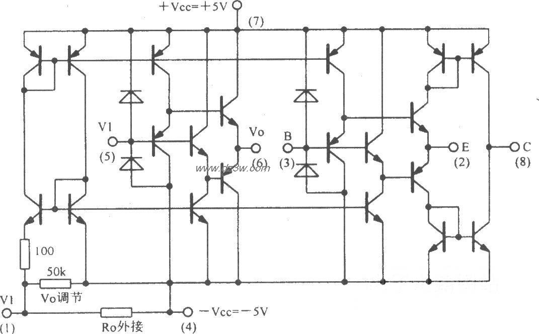 寬頻運算跨導放大緩衝電路OPA660內部原理圖