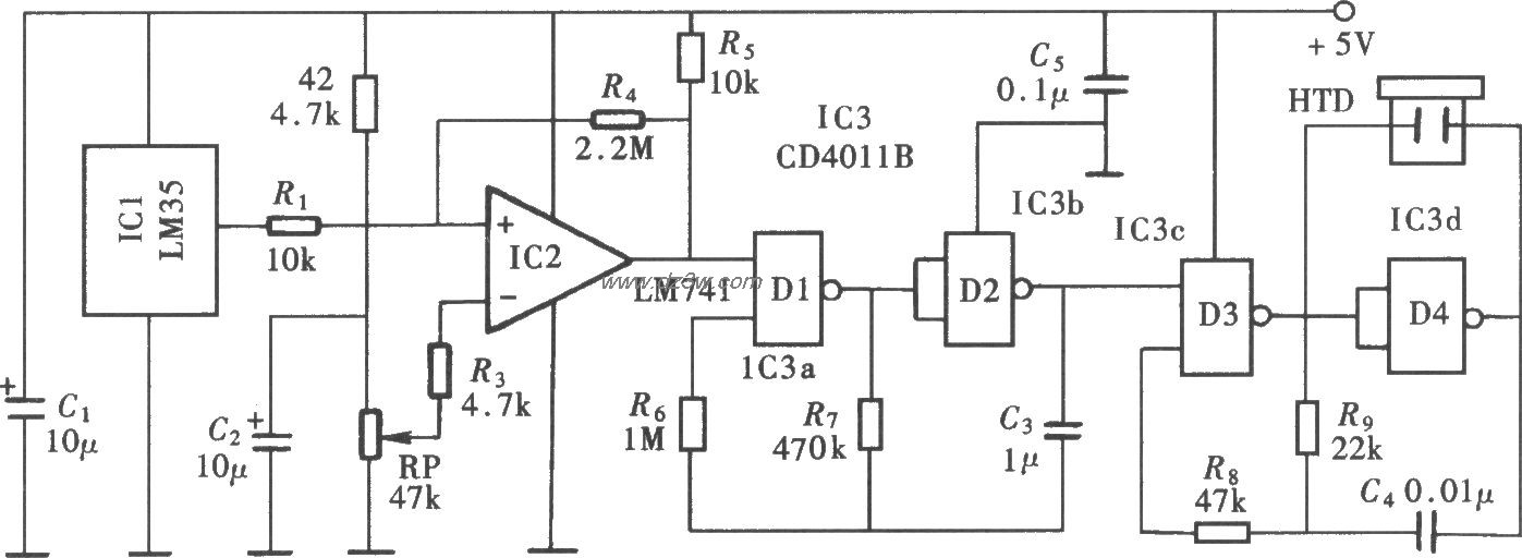 超溫監測警示電路(LM35、LM741)