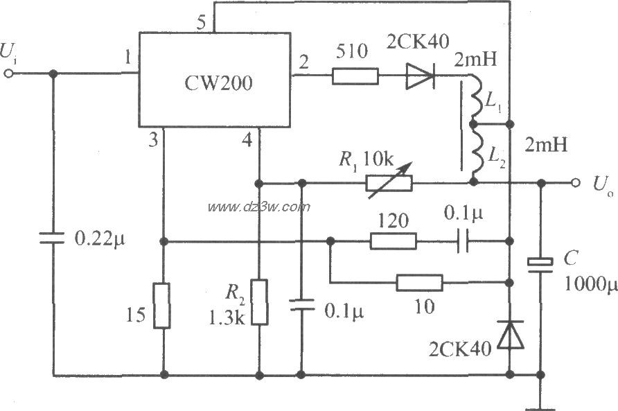 CW200組成的自激開關式集成穩壓電源