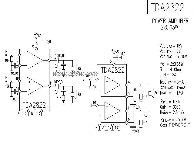 TDA2822功放電路