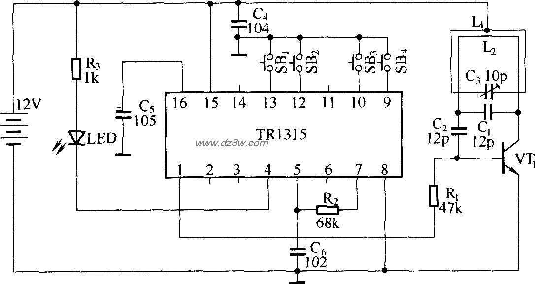 跳碼型無線電遙控電路(TR1300/1315)