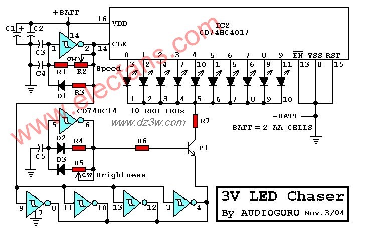 3V供電的LED驅逐艦電路