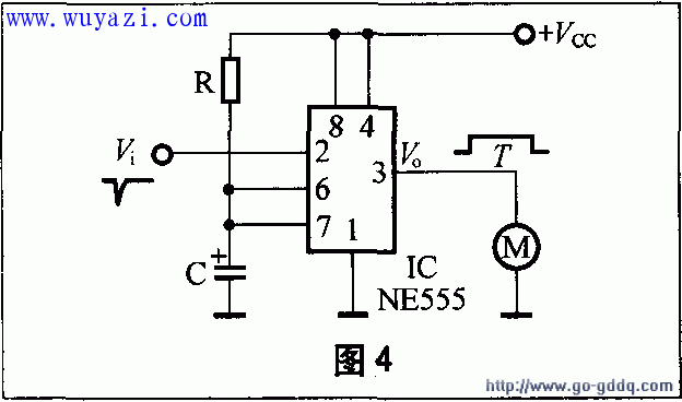用555時基電路做的單穩態觸發器驅動電路