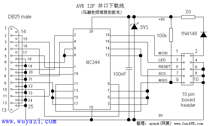 自製簡單方便的AVR單片機ISP下載線的製作