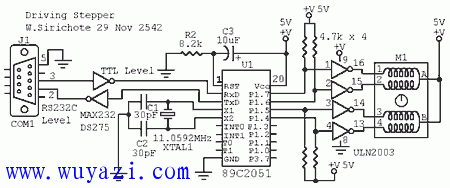 AT89C2051單片機驅動步進電機的電路和源碼