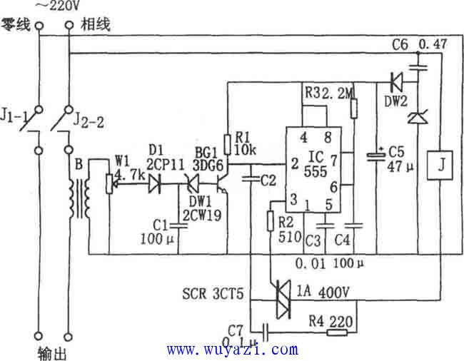 555構成的單相定量供電控制器電路圖