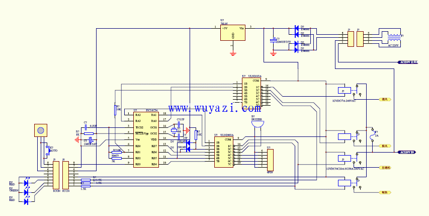 空調主控板PIC16C54電路圖