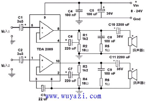 TDA2009A功率放大電路