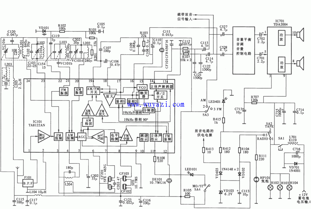 德塞DS-628B型高級汽車音響收音電路圖